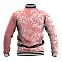 Hawaii Kauai Island Baseball Jacket Hibiscus Pattern Seamless Tribal Simple Pink Pastel LT03 - Polynesian Pride