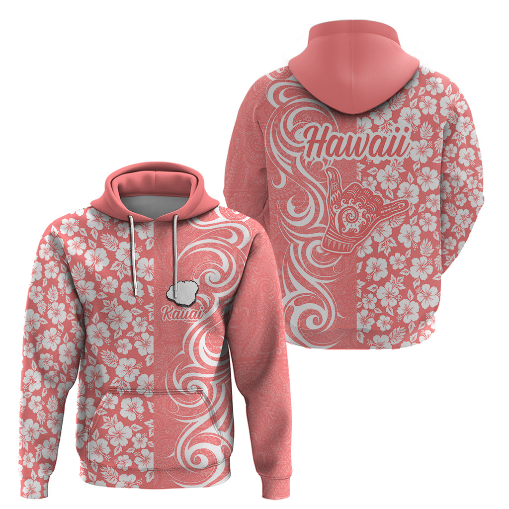 Hawaii Kauai Island Hoodie Hibiscus Pattern Seamless Tribal Simple Pink Pastel LT03 - Polynesian Pride