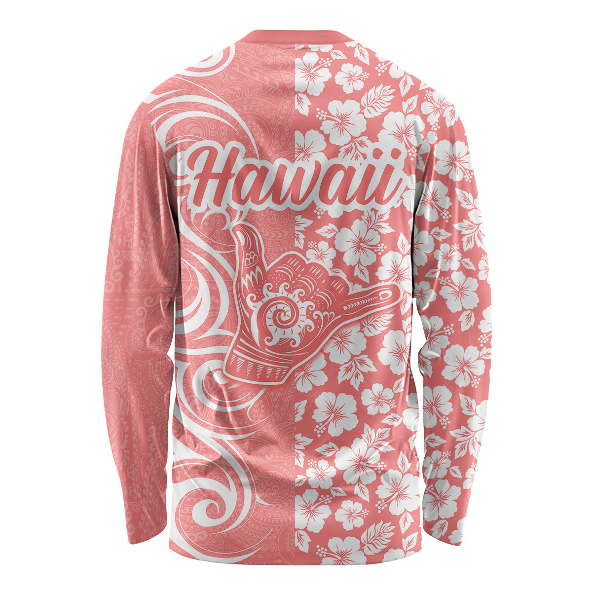 Hawaii Kauai Island Long Sleeve Shirt Hibiscus Pattern Seamless Tribal Simple Pink Pastel LT03 - Polynesian Pride