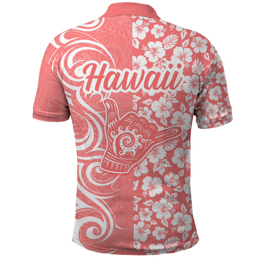 Hawaii Kauai Island Polo Shirt Hibiscus Pattern Seamless Tribal Simple Pink Pastel LT03 - Polynesian Pride
