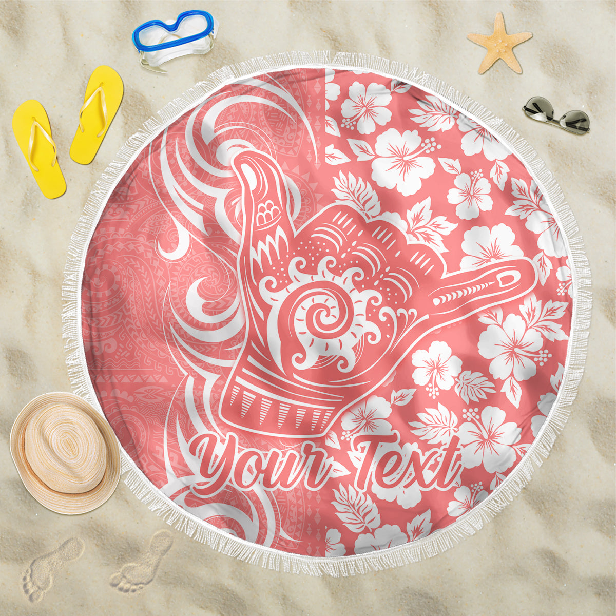 Custom Hawaii Kauai Island Beach Blanket Hibiscus Pattern Seamless Tribal Simple Pink Pastel LT03 One Size 150cm Pink - Wonder Print Shop