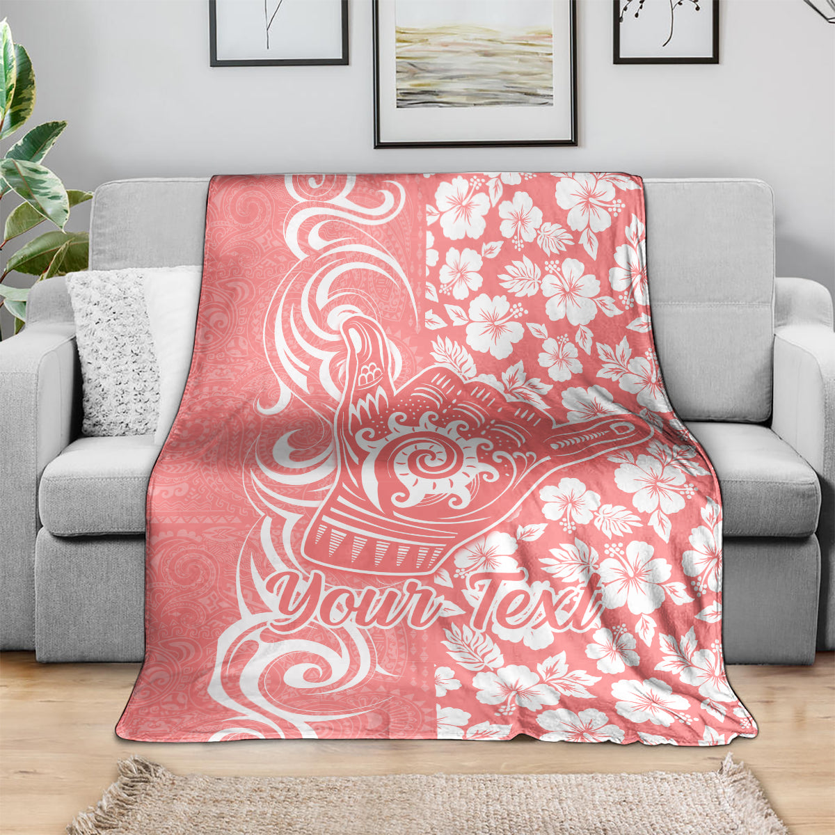 Custom Hawaii Kauai Island Blanket Hibiscus Pattern Seamless Tribal Simple Pink Pastel LT03 - Polynesian Pride