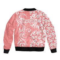 Custom Hawaii Kauai Island Bomber Jacket Hibiscus Pattern Seamless Tribal Simple Pink Pastel LT03 - Polynesian Pride