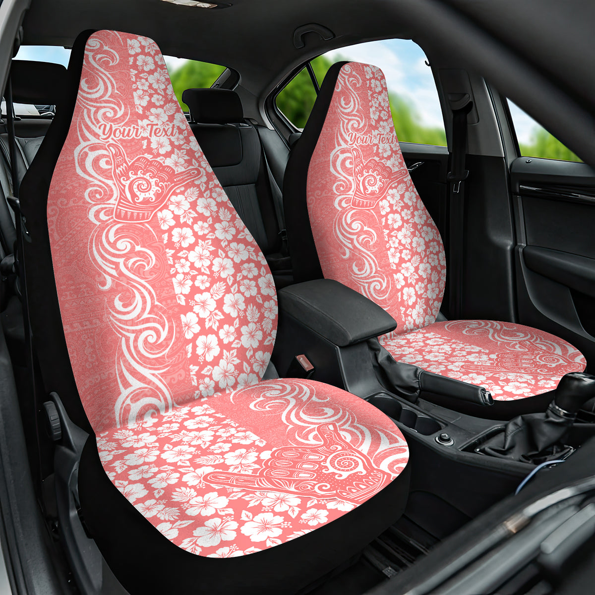 Custom Hawaii Kauai Island Car Seat Cover Hibiscus Pattern Seamless Tribal Simple Pink Pastel LT03 One Size Pink - Polynesian Pride