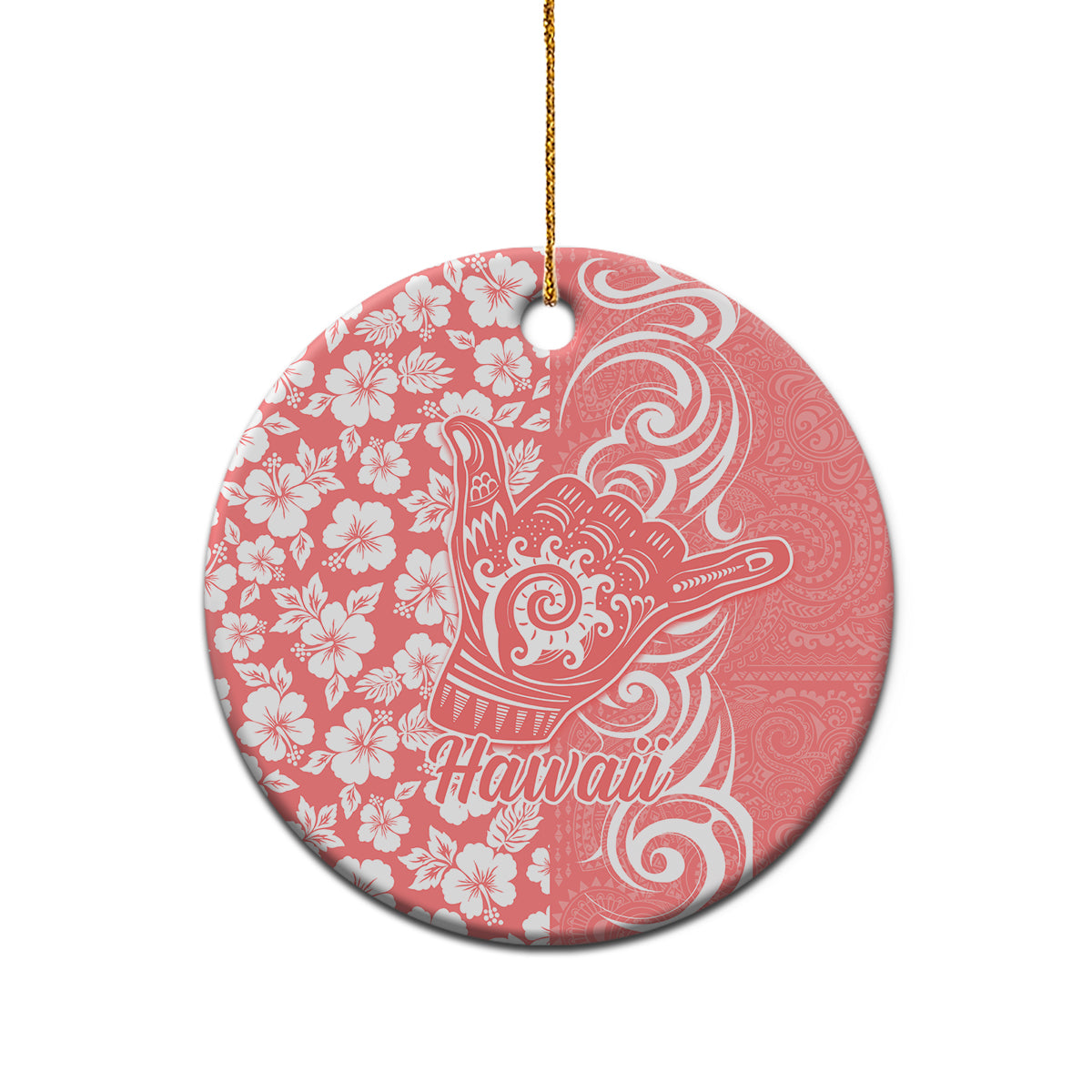 Custom Hawaii Kauai Island Ceramic Ornament Hibiscus Pattern Seamless Tribal Simple Pink Pastel LT03 - Polynesian Pride