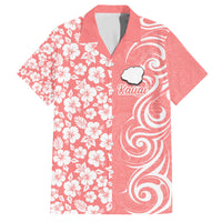 Custom Hawaii Kauai Island Family Matching Short Sleeve Bodycon Dress and Hawaiian Shirt Hibiscus Pattern Seamless Tribal Simple Pink Pastel LT03 Dad's Shirt - Short Sleeve Pink - Polynesian Pride