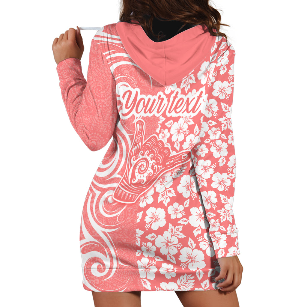 Custom Hawaii Kauai Island Hoodie Dress Hibiscus Pattern Seamless Tribal Simple Pink Pastel LT03 - Polynesian Pride