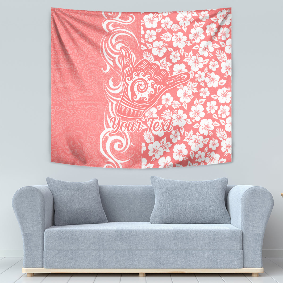 Custom Hawaii Kauai Island Tapestry Hibiscus Pattern Seamless Tribal Simple Pink Pastel LT03 - Polynesian Pride
