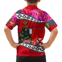 Custom Wallis and Futuna Christmas Family Matching Off Shoulder Short Dress and Hawaiian Shirt Santa Claus Holding Coat of Arms Polynesian Xmas Style LT03 - Polynesian Pride
