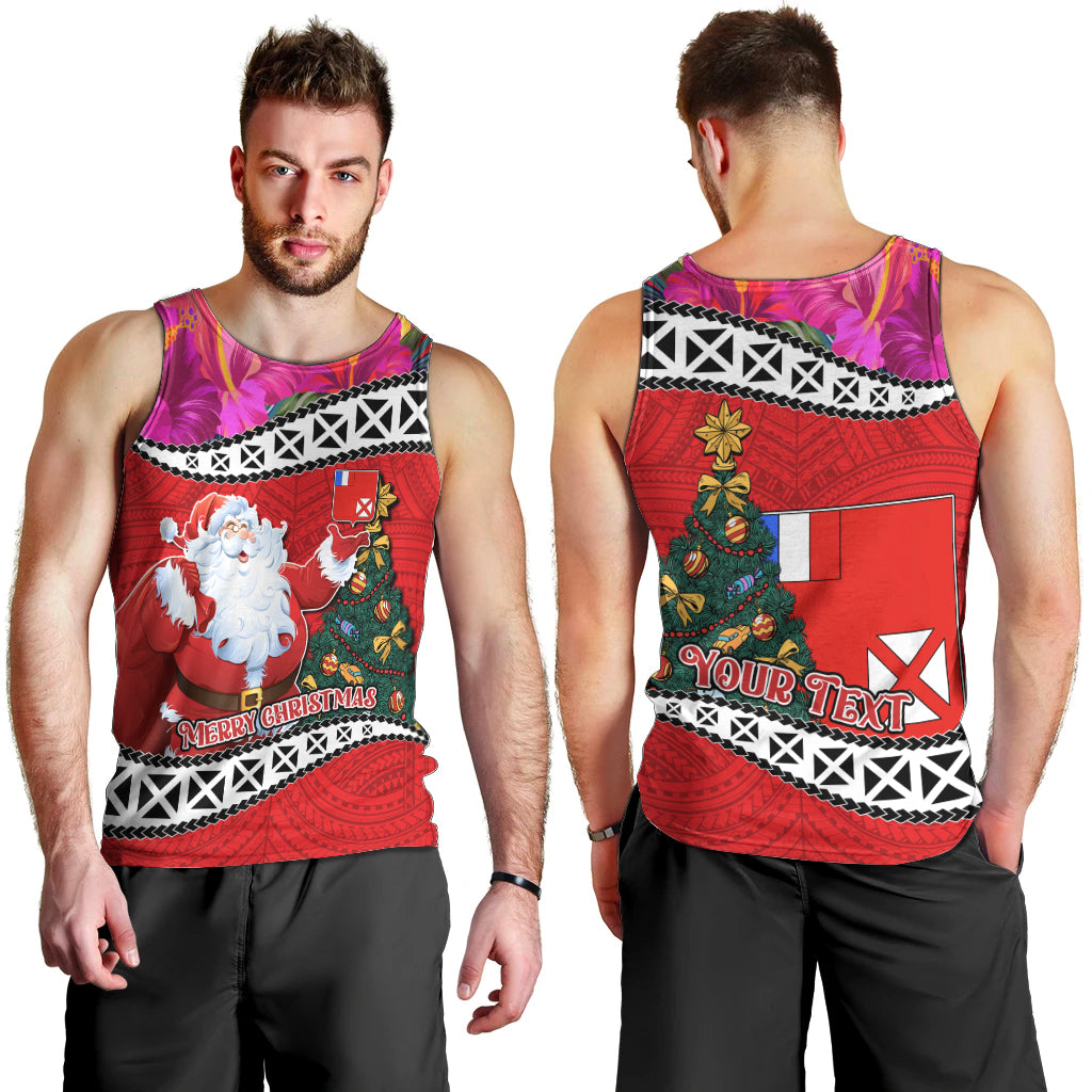 Custom Wallis and Futuna Christmas Men Tank Top Santa Claus Holding Coat of Arms Polynesian Xmas Style LT03 - Polynesian Pride
