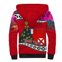 Custom Wallis and Futuna Christmas Sherpa Hoodie Santa Claus Holding Coat of Arms Polynesian Xmas Style LT03 - Polynesian Pride