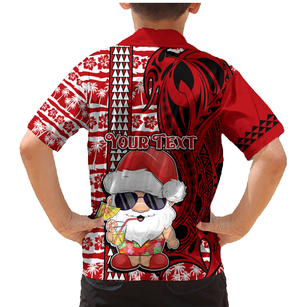 Custom Mele Kalikimaka Hawaii Christmas Family Matching Mermaid Dress and Hawaiian Shirt Santa Claus Kakau Tribal Mix Polynesia Tattoo LT03 - Polynesian Pride