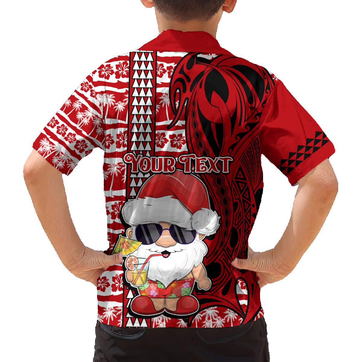 Custom Mele Kalikimaka Hawaii Christmas Family Matching Puletasi Dress and Hawaiian Shirt Santa Claus Kakau Tribal Mix Polynesia Tattoo LT03 - Polynesian Pride