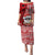 Custom Mele Kalikimaka Hawaii Christmas Puletasi Santa Claus Kakau Tribal Mix Polynesia Tattoo LT03 Long Dress Red - Polynesian Pride