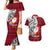 French Polynesia Christmas Couples Matching Mermaid Dress and Hawaiian Shirt Santa Hold Seal with Polynesian Tribal Tattoo LT03 Red - Polynesian Pride