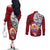 French Polynesia Christmas Couples Matching Off The Shoulder Long Sleeve Dress and Long Sleeve Button Shirt Santa Hold Seal with Polynesian Tribal Tattoo LT03 - Polynesian Pride