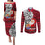 French Polynesia Christmas Couples Matching Puletasi Dress and Long Sleeve Button Shirt Santa Hold Seal with Polynesian Tribal Tattoo LT03 Red - Polynesian Pride
