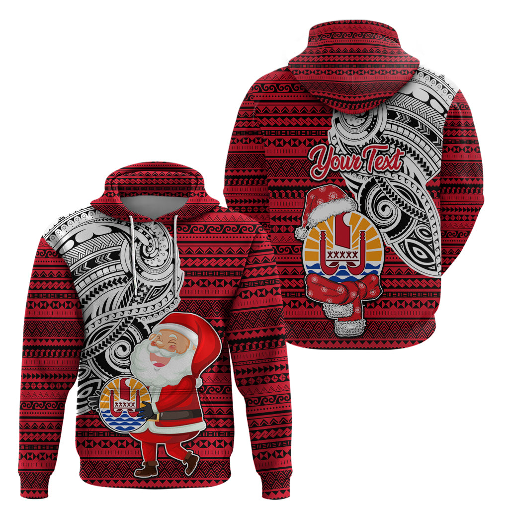 Custom French Polynesia Christmas Hoodie Santa Hold Seal with Polynesian Tribal Tattoo LT03 - Polynesian Pride