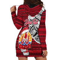 Custom French Polynesia Christmas Hoodie Dress Santa Hold Seal with Polynesian Tribal Tattoo LT03 - Polynesian Pride