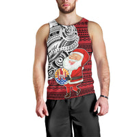 Custom French Polynesia Christmas Men Tank Top Santa Hold Seal with Polynesian Tribal Tattoo LT03 - Polynesian Pride