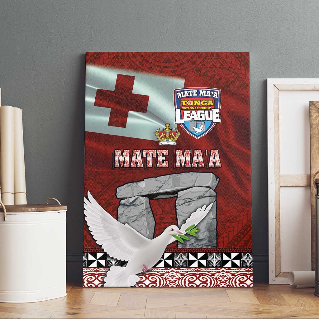 Mate Ma'a Tonga Canvas Wall Art Haʻamonga ʻa Maui and White Dove - Tongan Kupesi Ngatu