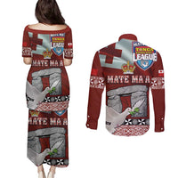 Mate Ma'a Tonga Couples Matching Puletasi and Long Sleeve Button Shirt Haʻamonga ʻa Maui and White Dove - Tongan Kupesi Ngatu