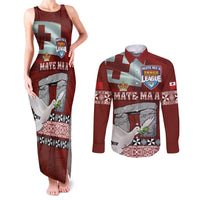 Mate Ma'a Tonga Couples Matching Tank Maxi Dress and Long Sleeve Button Shirt Haʻamonga ʻa Maui and White Dove - Tongan Kupesi Ngatu