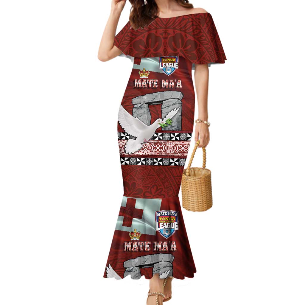 Mate Ma'a Tonga Family Matching Mermaid Dress and Hawaiian Shirt Haʻamonga ʻa Maui and White Dove - Tongan Kupesi Ngatu