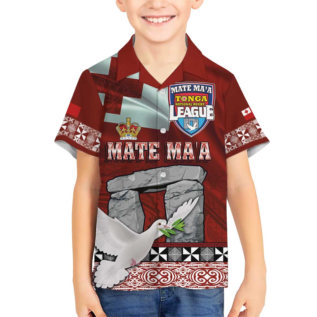 Mate Ma'a Tonga Family Matching Short Sleeve Bodycon Dress and Hawaiian Shirt Haamonga a Maui and White Dove - Tongan Kupesi Ngatu LT03 Son's Shirt Red - Polynesian Pride