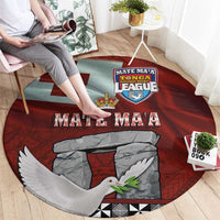 Mate Ma'a Tonga Round Carpet Haamonga a Maui and White Dove - Tongan Kupesi Ngatu LT03 - Polynesian Pride
