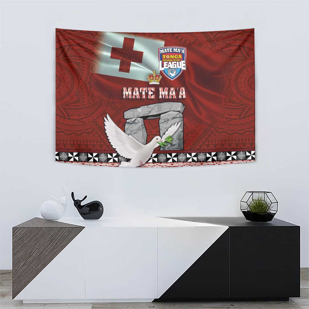 Mate Ma'a Tonga Tapestry Haʻamonga ʻa Maui and White Dove - Tongan Kupesi Ngatu