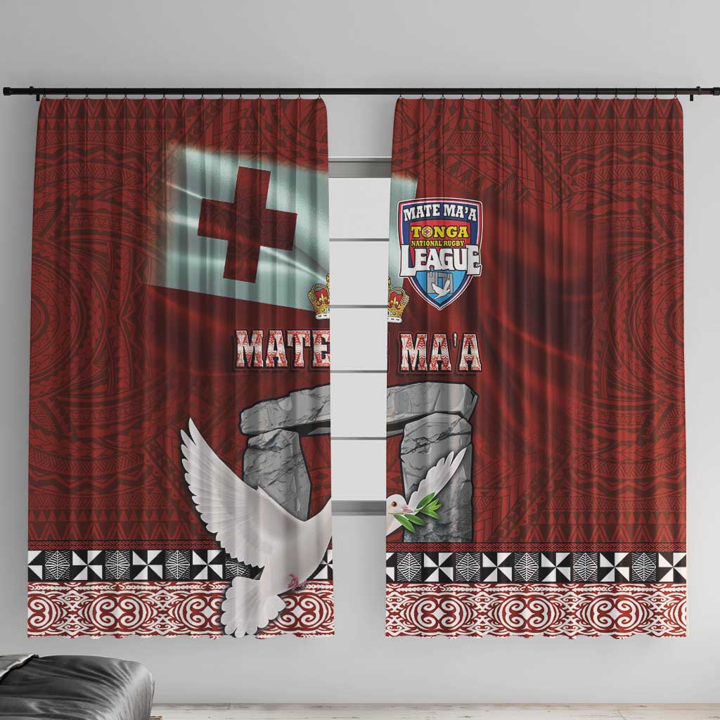 Mate Ma'a Tonga Window Curtain Haʻamonga ʻa Maui and White Dove - Tongan Kupesi Ngatu