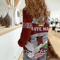 Mate Ma'a Tonga Women Casual Shirt Haʻamonga ʻa Maui and White Dove - Tongan Kupesi Ngatu