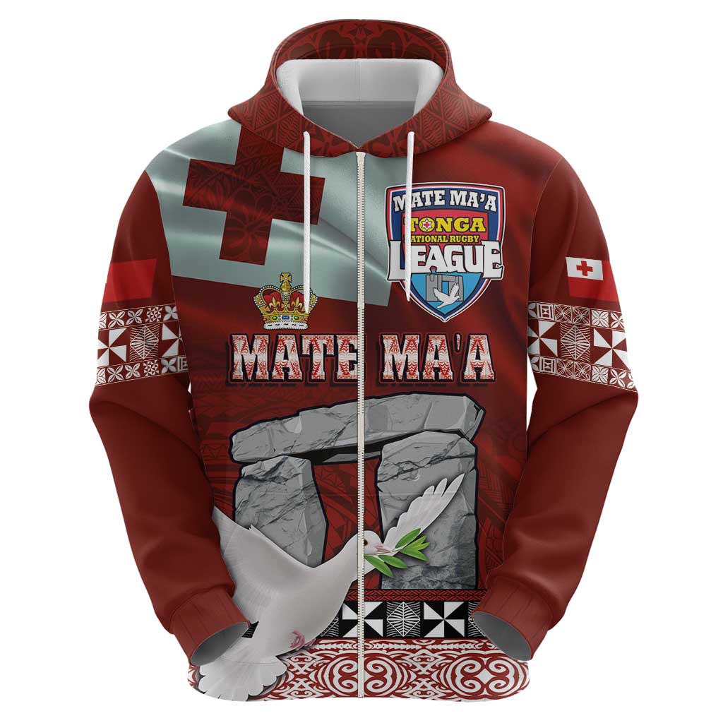 Mate Ma'a Tonga Zip Hoodie Haamonga a Maui and White Dove - Tongan Kupesi Ngatu LT03 - Polynesian Pride