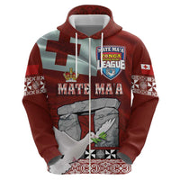Mate Ma'a Tonga Zip Hoodie Haamonga a Maui and White Dove - Tongan Kupesi Ngatu LT03 - Polynesian Pride