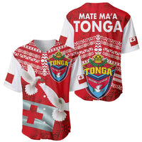 Mate Ma'a Tonga Baseball Jersey Double White Dove and Kupesi Ngatu Art Tattoo LT03 - Polynesian Pride