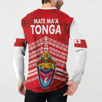 Mate Ma'a Tonga Button Sweatshirt Douple White Dove and Kupesi Ngatu Art Tattoo