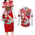 Mate Ma'a Tonga Couples Matching Long Sleeve Bodycon Dress and Long Sleeve Button Shirt Douple White Dove and Kupesi Ngatu Art Tattoo