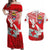 Mate Ma'a Tonga Couples Matching Off Shoulder Maxi Dress and Hawaiian Shirt Douple White Dove and Kupesi Ngatu Art Tattoo