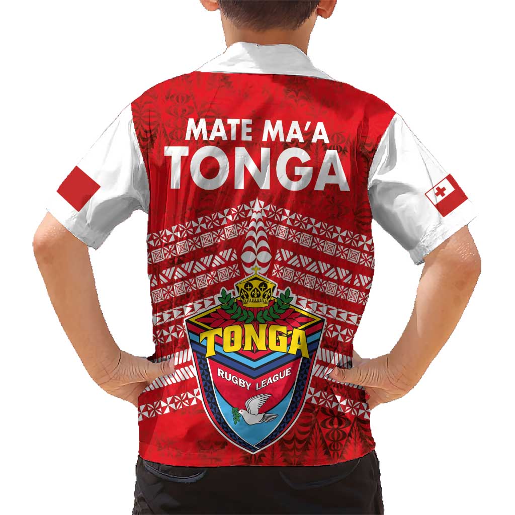 Mate Ma'a Tonga Kid Hawaiian Shirt Douple White Dove and Kupesi Ngatu Art Tattoo