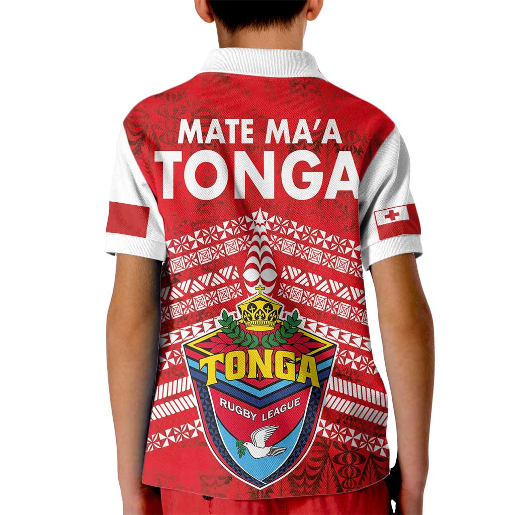 Mate Ma'a Tonga Kid Polo Shirt Douple White Dove and Kupesi Ngatu Art Tattoo