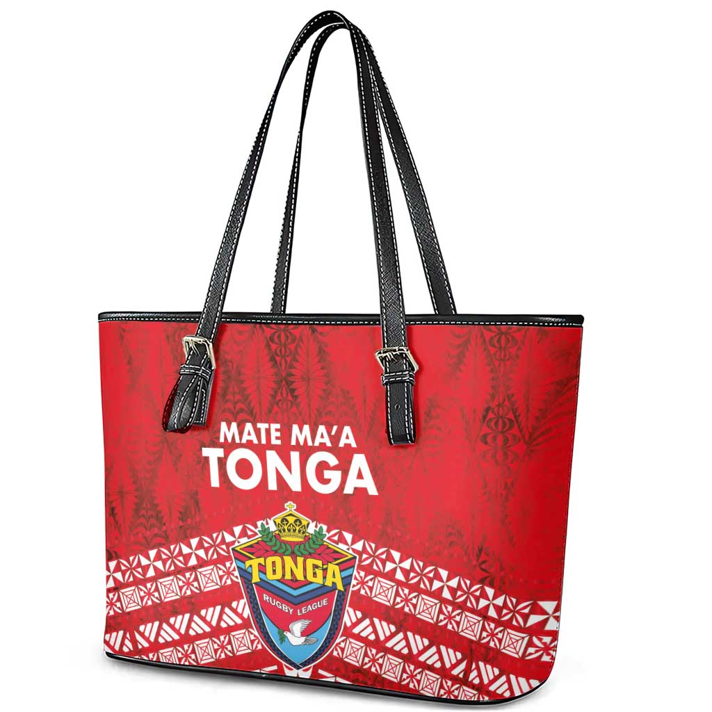 Mate Ma'a Tonga Leather Tote Bag Douple White Dove and Kupesi Ngatu Art Tattoo