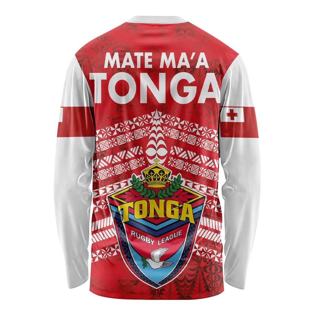Mate Ma'a Tonga Long Sleeve Shirt Douple White Dove and Kupesi Ngatu Art Tattoo