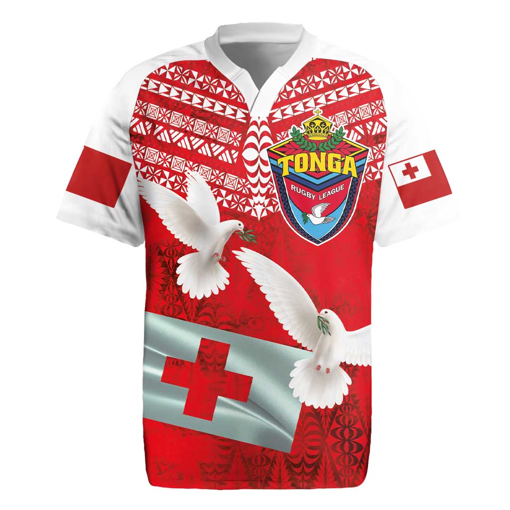 Mate Ma'a Tonga Rugby Jersey Douple White Dove and Kupesi Ngatu Art Tattoo