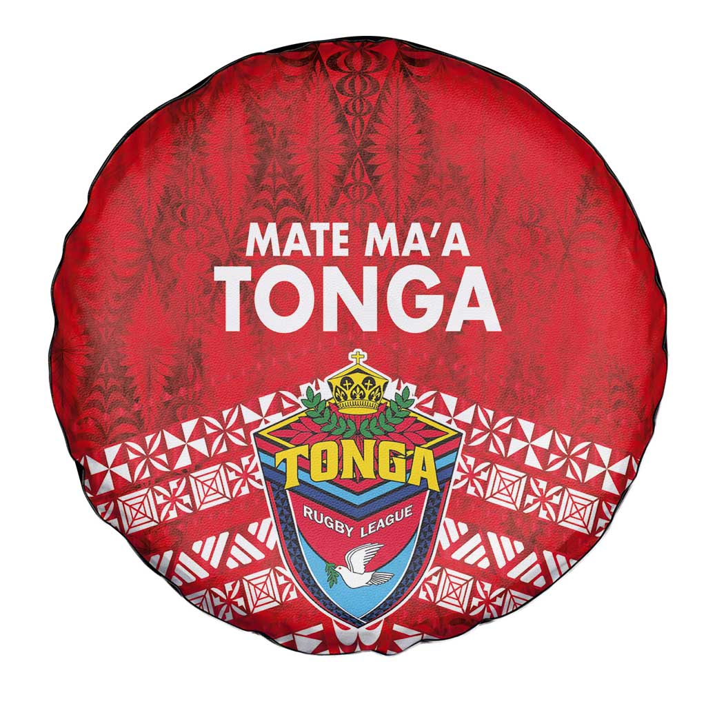 Mate Ma'a Tonga Spare Tire Cover Douple White Dove and Kupesi Ngatu Art Tattoo