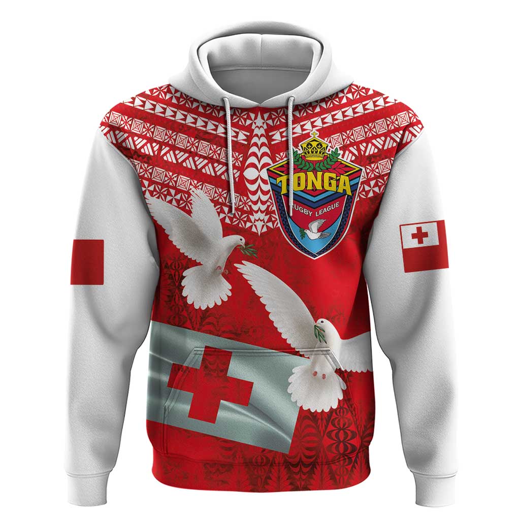 Mate Ma'a Tonga Zip Hoodie Double White Dove and Kupesi Ngatu Art Tattoo LT03 Pullover Hoodie Red - Polynesian Pride