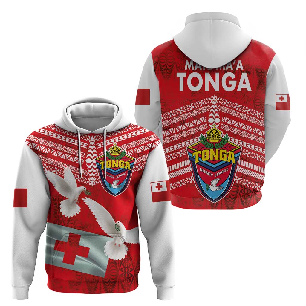 Mate Ma'a Tonga Zip Hoodie Double White Dove and Kupesi Ngatu Art Tattoo LT03 - Polynesian Pride