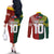 Custom Mate Ma'a Tonga and Australia Kangaroo Couples Matching Off The Shoulder Long Sleeve Dress and Long Sleeve Button Shirt Nation Seal with Mascot Aboriginal and Tongan Kupesi Ngatu Art