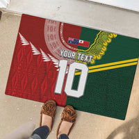 Custom Mate Ma'a Tonga and Australia Kangaroo Rubber Doormat Nation Seal with Mascot Aboriginal and Tongan Kupesi Ngatu Art