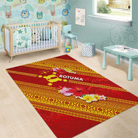 Rotuma Island Area Rug Fijian Tapa with Polynesian Art and Hibiscus